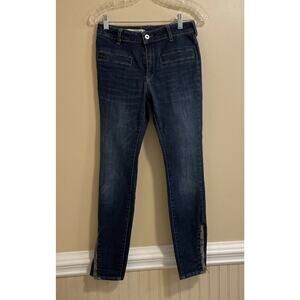 Anthropologie Pilcro 27 High Rise Skinny Jean - bottom zip/snake print detail